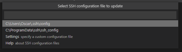 ssh configuration file to update